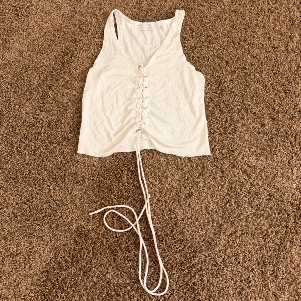 Indah White Lace-Up Tank Top